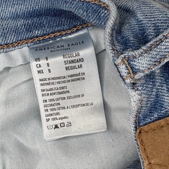AE American Eagle Baggy Jeans Wide Leg Distressed Thrashed Grunge Womens Sz 8R - Picture 8 of 9